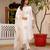 White embroidered viscose mango silk kurta set with dupatta