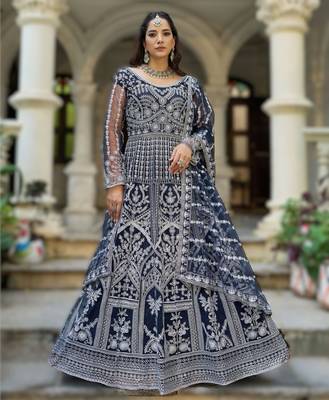 Navy blue senhora dresses festive special ready-made anarkali suit 1