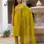 Parrot green embroidered viscose mango silk kurta set with dupatta