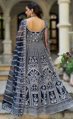 Navy blue senhora dresses festive special ready-made anarkali suit 2