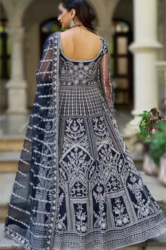 Navy blue senhora dresses festive special ready-made anarkali suit