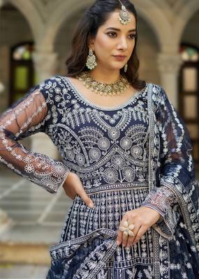 Navy blue senhora dresses festive special ready-made anarkali suit 3