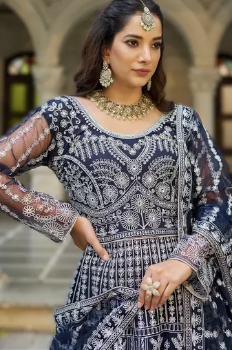 Navy blue senhora dresses festive special ready-made anarkali suit