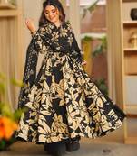 Black maslin heavy digital printed kurta set with dupatta | designer festival & party wear fully stitched suit