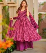 Pink maslin heavy digital printed kurta set with dupatta | designer festival & party wear fully stitched suit