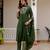 Green embroidered viscose mango silk kurta set with dupatta