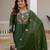 Green embroidered viscose mango silk kurta set with dupatta