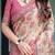 Cream  handloom cotton-linen saree with vibrant floral and elephant motifs