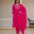 Pink embroidered viscose mango silk kurta set with dupatta