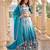 sky blue gold crush lehenga with heavy embroidery