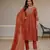 Rust embroidered viscose mango silk kurta set with dupatta