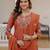 Rust embroidered viscose mango silk kurta set with dupatta