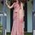 Dusty pink handloom cotton-linen saree with floral motifs and artistic pallu