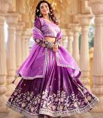 lavender gold crush lehenga with heavy embroidery
