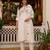 White embroidered viscose mango silk kurta set with dupatta