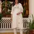 White embroidered viscose mango silk kurta set with dupatta