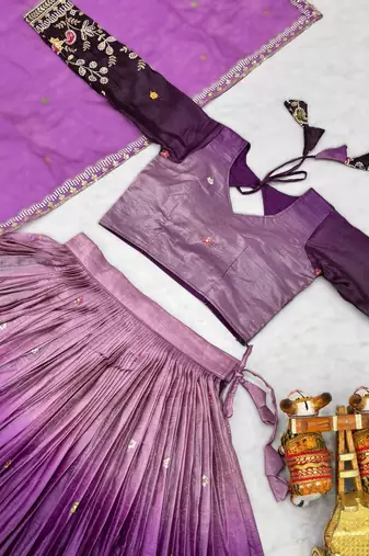 lavender gold crush lehenga with heavy embroidery