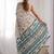 Off white digital printed georgette saree set