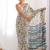 Off white digital printed georgette saree set