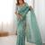 sea green gold crush thread & sequence work saree with  blouse