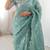 sea green gold crush thread & sequence work saree with  blouse
