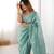 sea green gold crush thread & sequence work saree with  blouse