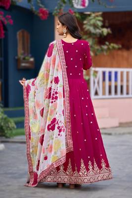 Rani pink premium readymade faux georgette gown with soft silk dupatta 2