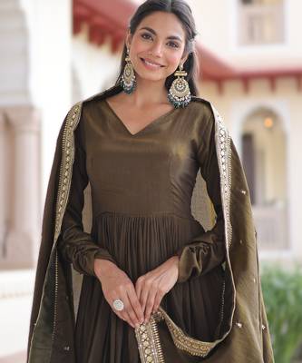 Brownvichitra silk sequins embroidered gown with dupatta 4