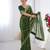 Green floral printed georgette chiffon saree with foil work & embroidered lace border