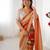 Red heavy smooth marble chiffon leriya print saree with zari work & double line paper mirror border |