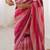 Pink heavy smooth marble chiffon leriya print saree with zari work & double line paper mirror border