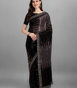 Onion pinkheavy georgette designer saree with double run sequins embroidery & satin lace border