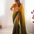 yellow- green color chinnon art silk thread sequince work saree with blouse