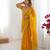 yellow color art silk blend thread sequince embroidered saree with blouse