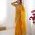 yellow color art silk blend thread sequince embroidered saree with blouse