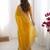 yellow color art silk blend thread sequince embroidered saree with blouse