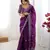 purple color art silk blend thread sequince embroidered saree with blouse