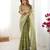 pista green color art silk blend thread sequince embroidered saree with blouse