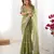 pista green color art silk blend thread sequince embroidered saree with blouse