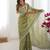 pista green color art silk blend thread sequince embroidered saree with blouse