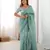 sky-blue green color gold crush sequince embroidered saree with blouse