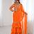 orange color faux georgette thread sequince work ruffle saree with blouse
