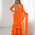 orange color faux georgette thread sequince work ruffle saree with blouse