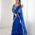 blue color faux georgette thread sequince work ruffle saree with blouse