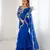 blue color faux georgette thread sequince work ruffle saree with blouse