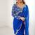 blue color faux georgette thread sequince work ruffle saree with blouse