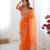 orange color oregenza silk thread sequince embroidered work saree with blouse