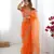 orange color oregenza silk thread sequince embroidered work saree with blouse