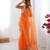 orange color oregenza silk thread sequince embroidered work saree with blouse
