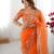 orange color oregenza silk thread sequince embroidered work saree with blouse